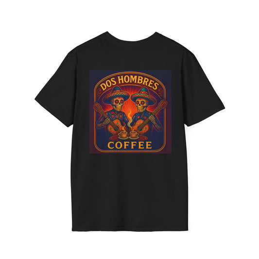 Dos Hombres Coffee Unisex T-Shirt | Vintage Skull Design, Gift for Coffee Lovers, Casual Style, Day of the Dead Tee, Men's & Women's Apparel